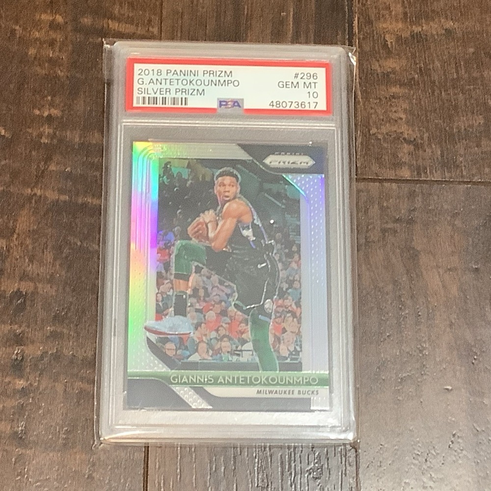 Giannis Antetokounmpo 2018 Panini Prizm Silver PSA 10 Milwaukee Bucks Heat #296